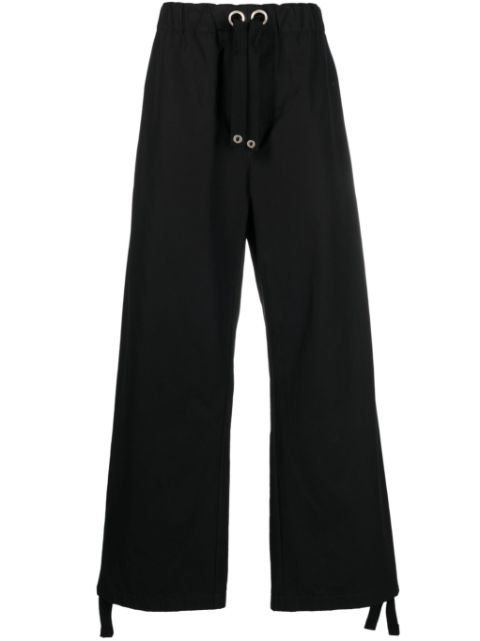 Versace logo-embroidery straight trousers