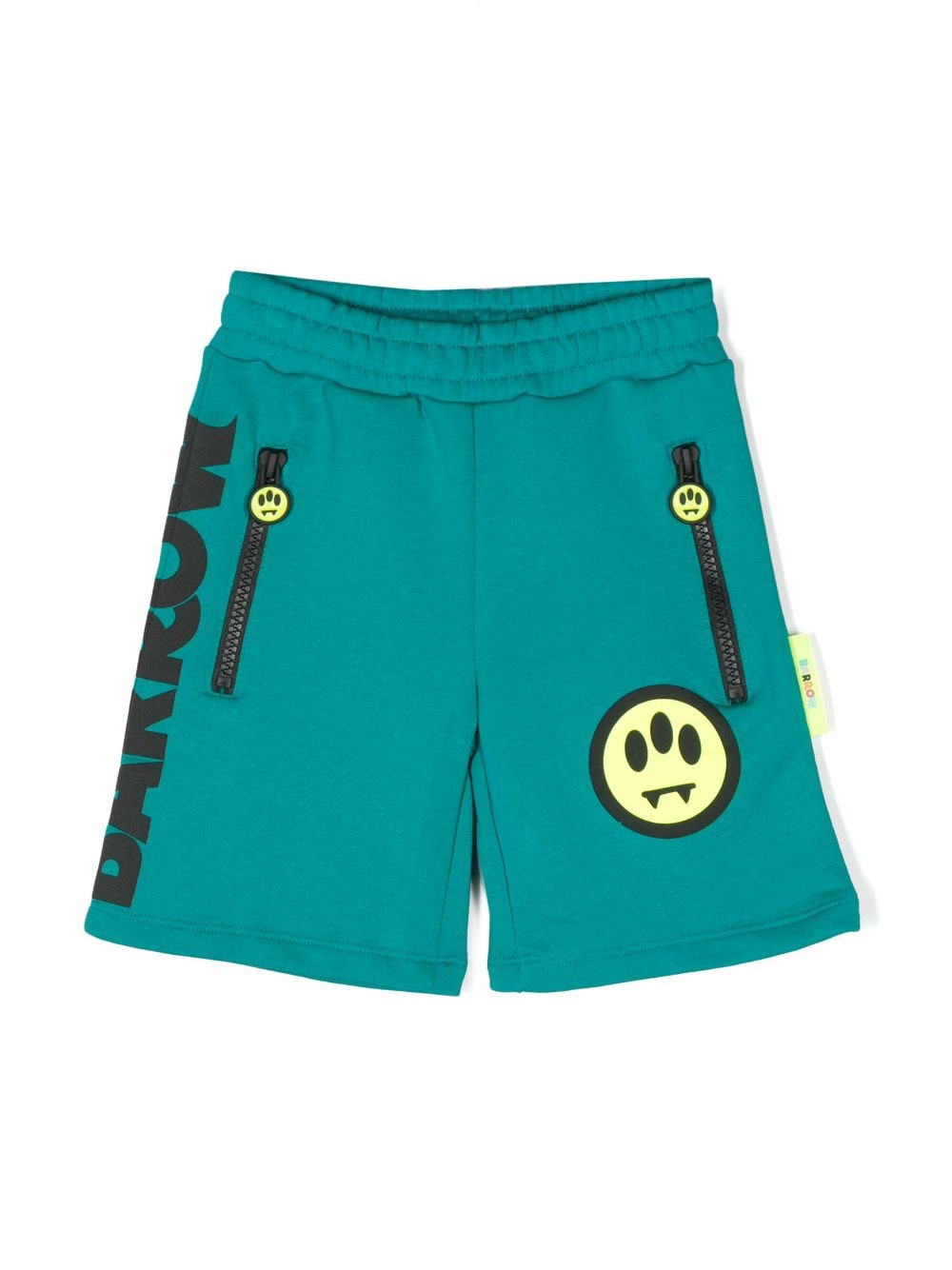 Barrow Kids' Graphic-print Cotton Track Shorts In Green