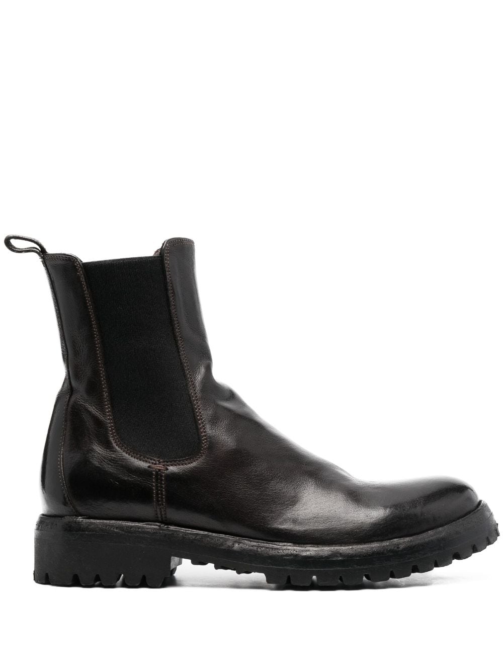 Shop Officine Creative Elasticated-panels Leather Boots In Brown