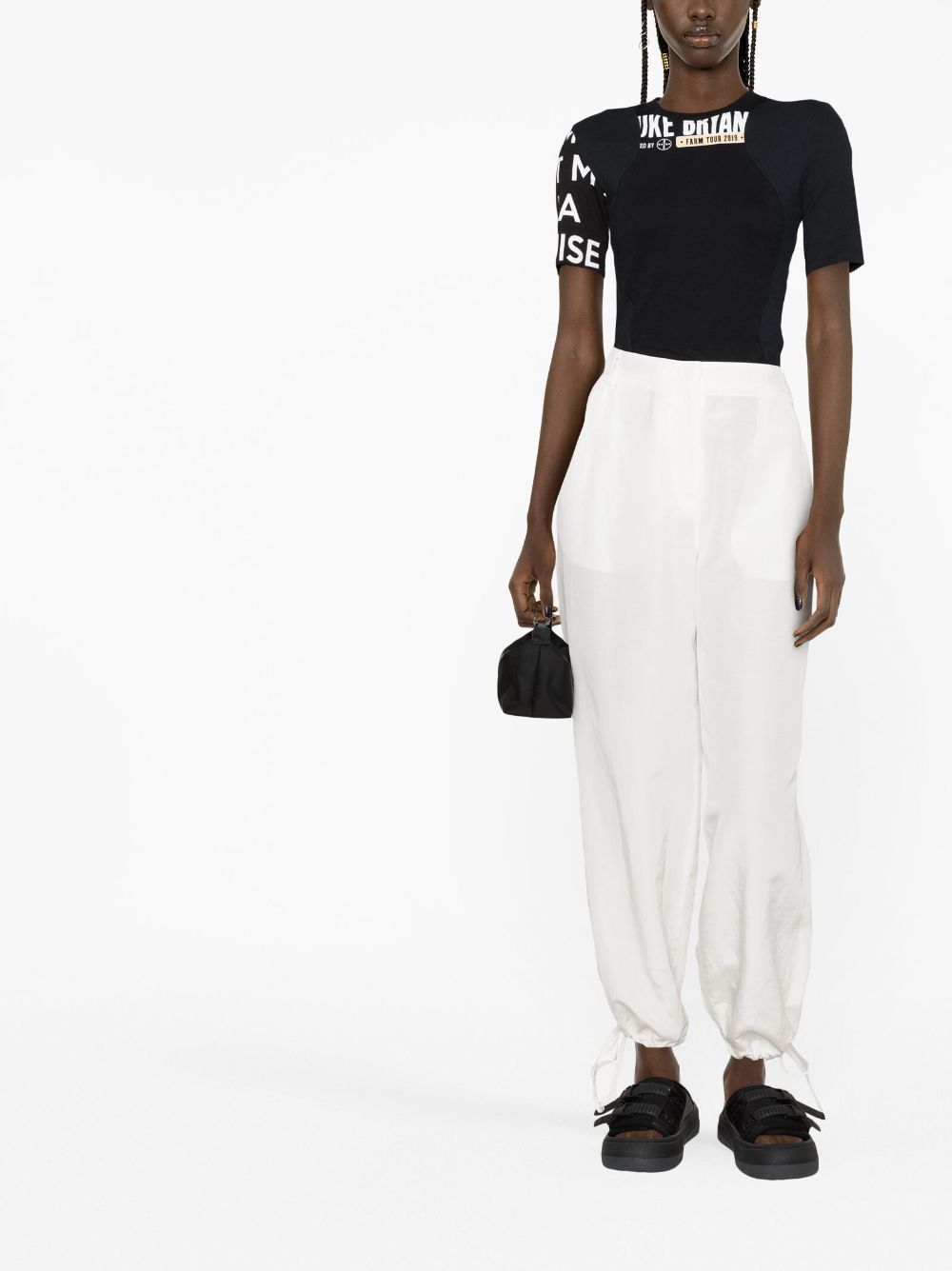 Shop Msgm Elasticated-waist Trousers In White