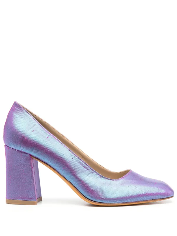 Purple block store heel pumps