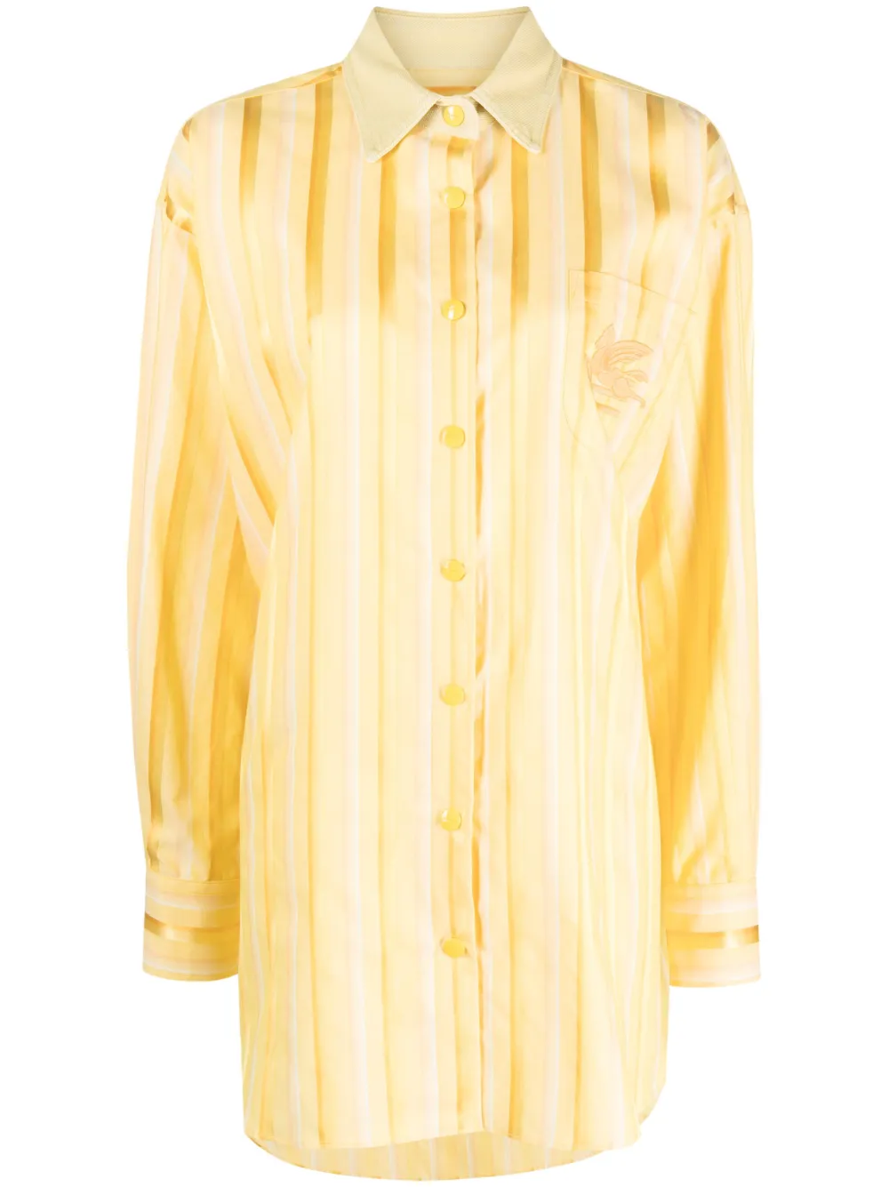 Etro Striped Shirt Dress In Yellow