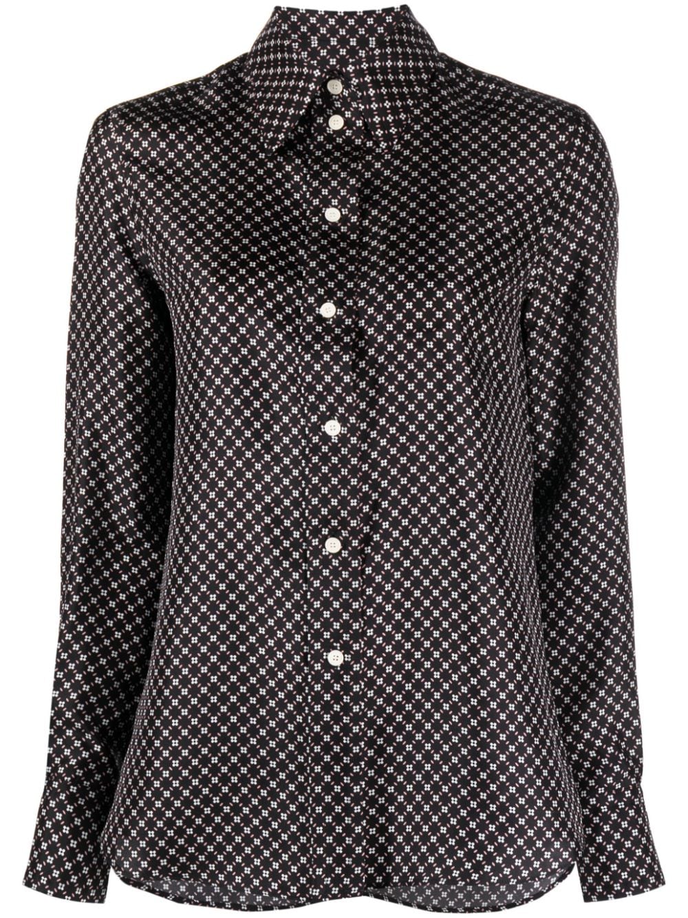 Shop Lanvin Printed Long-sleeve Shirt In Black