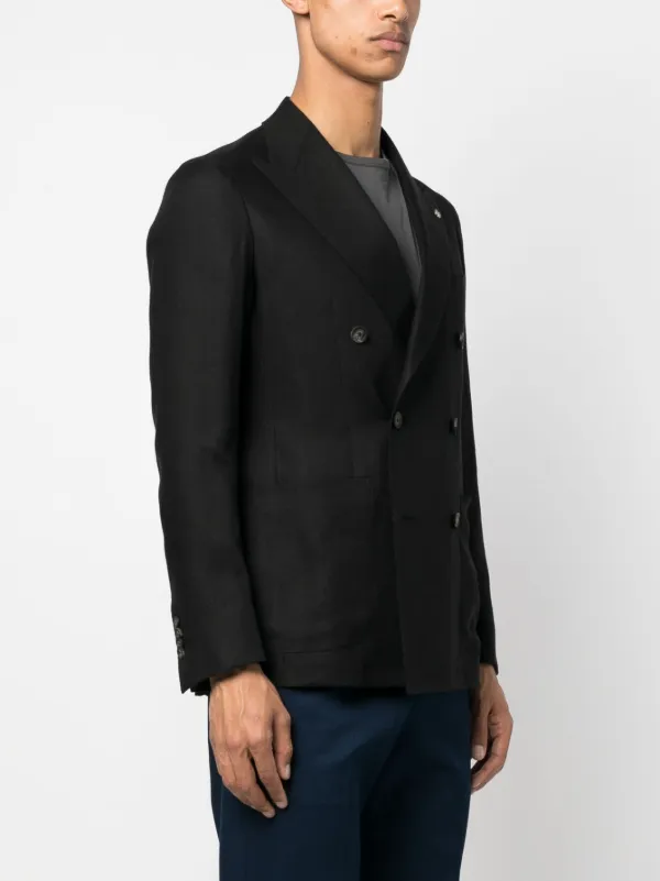 スーツ TAGLIATORE Linen double-breasted blazer Tagliatore double-breasted Linen Blazer | Black | FARFETCH BH