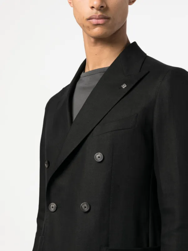 スーツ TAGLIATORE Linen double-breasted blazer Tagliatore double-breasted Linen Blazer | Black | FARFETCH BH