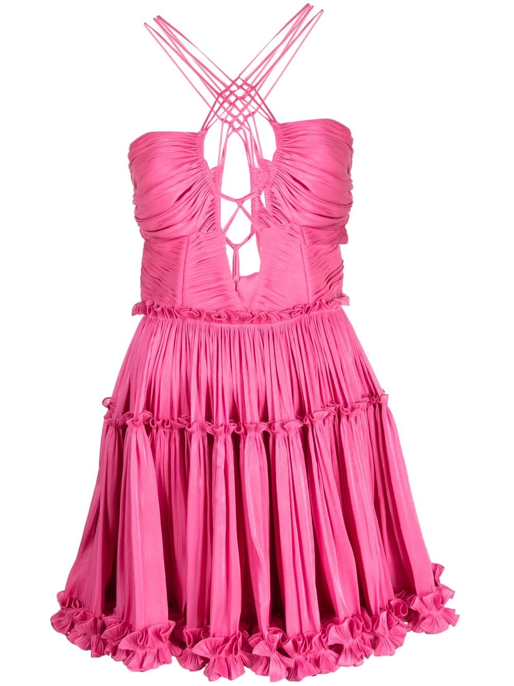 Costarellos Pleated Cut-out Dress In Pink