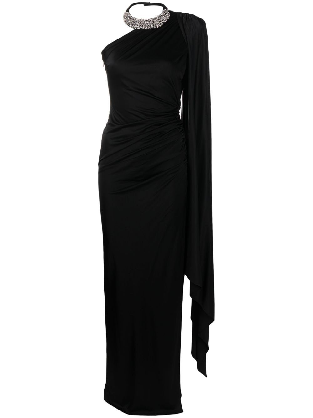 ALEXANDRE VAUTHIER CRYSTAL-EMBELLISHED SATIN GOWN