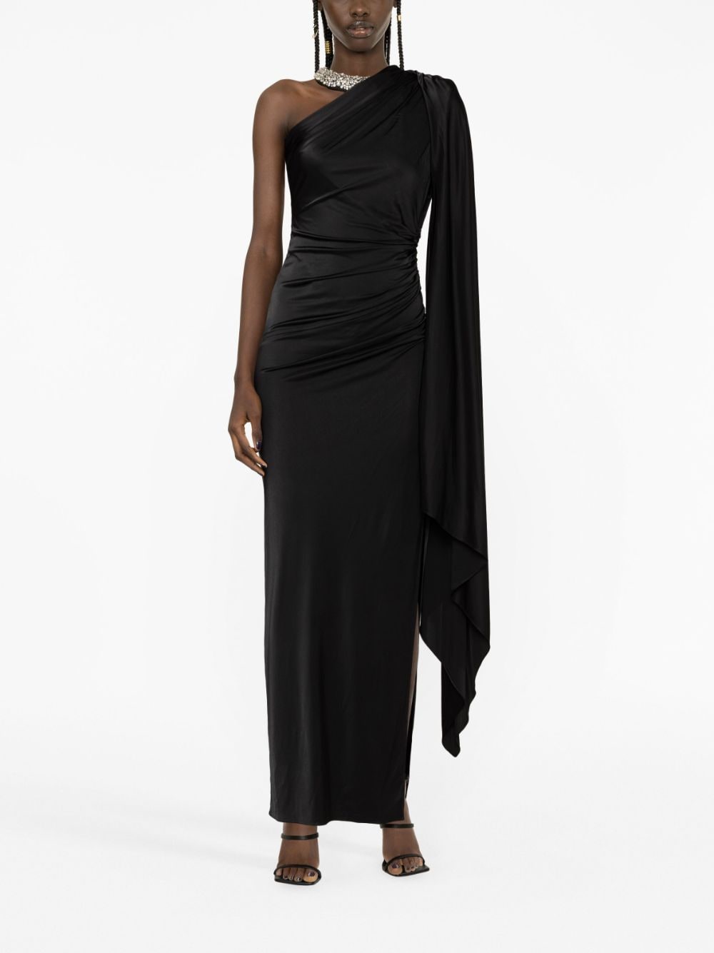 Shop Alexandre Vauthier Crystal-embellished Satin Gown In Black