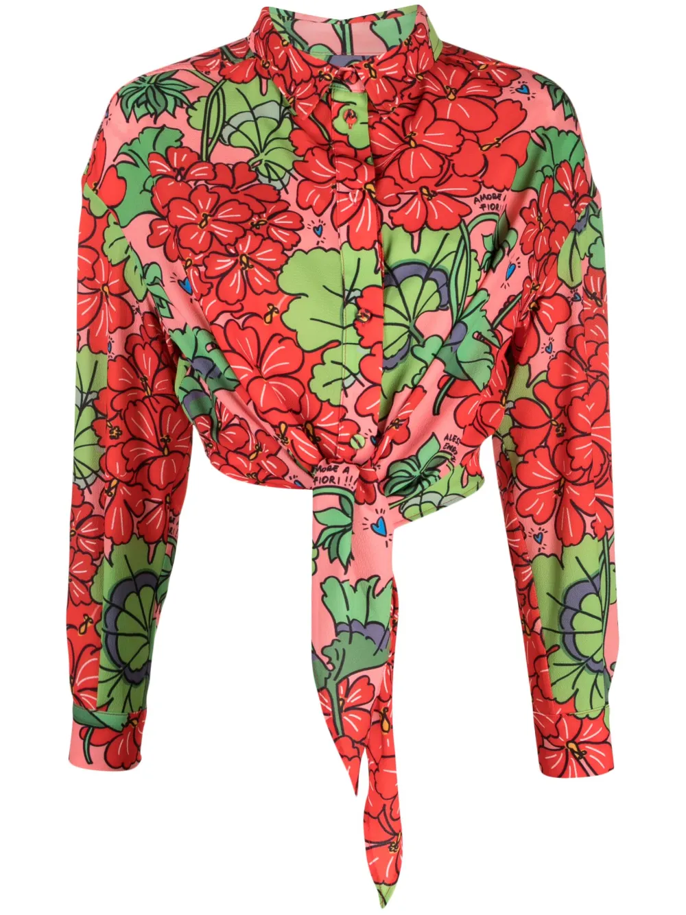 alessandro enriquez floral-print cropped shirt