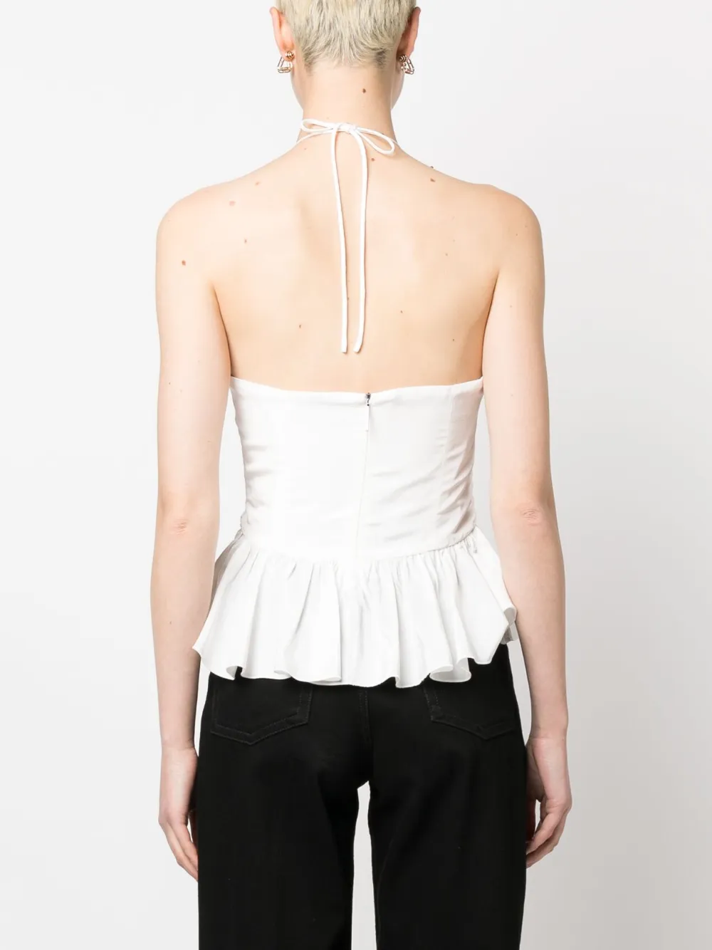 Msgm Ruched Halterneck Top In Weiss