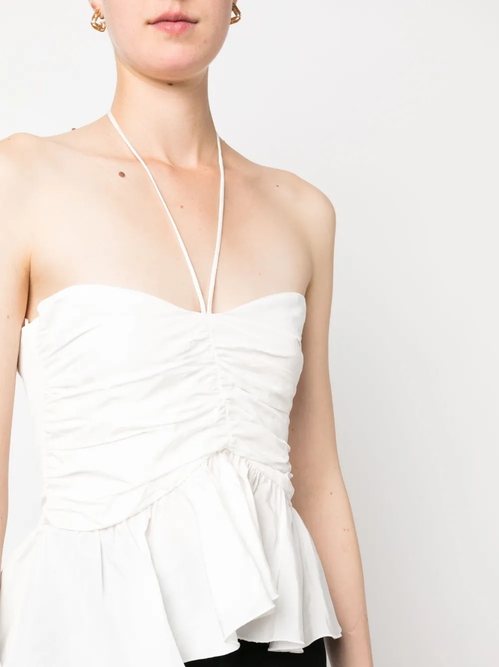 Msgm Ruched Halterneck Top In Weiss