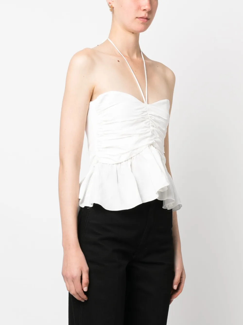 Msgm Ruched Halterneck Top In Weiss