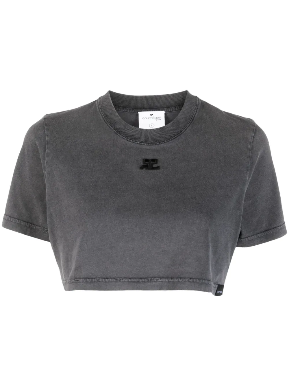 COURRÈGES LOGO-PATCH CROPPED T-SHIRT