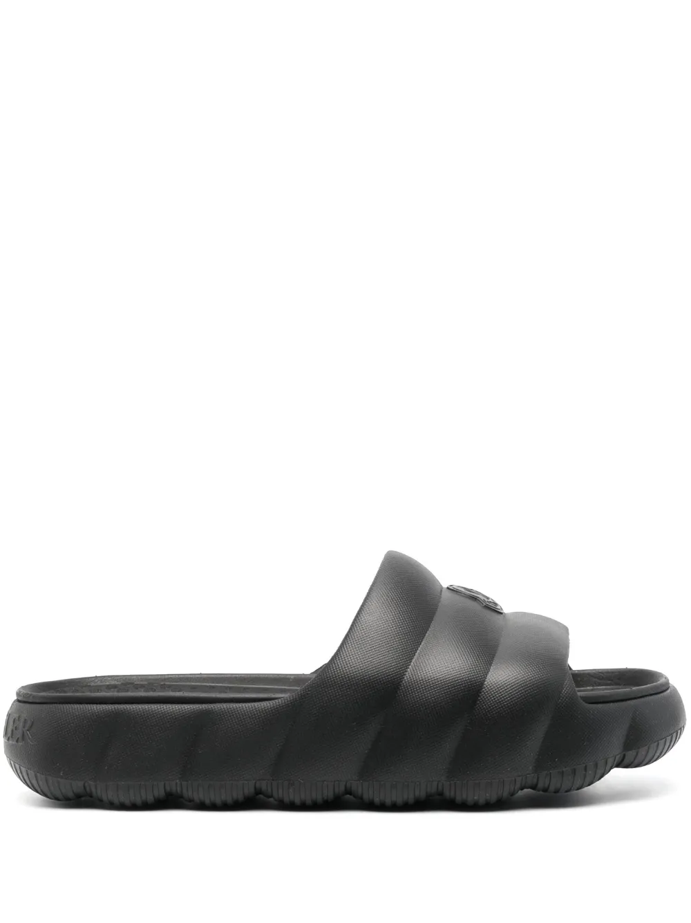 Moncler Rubber Slides With Eva And Textured Sole In Schwarz