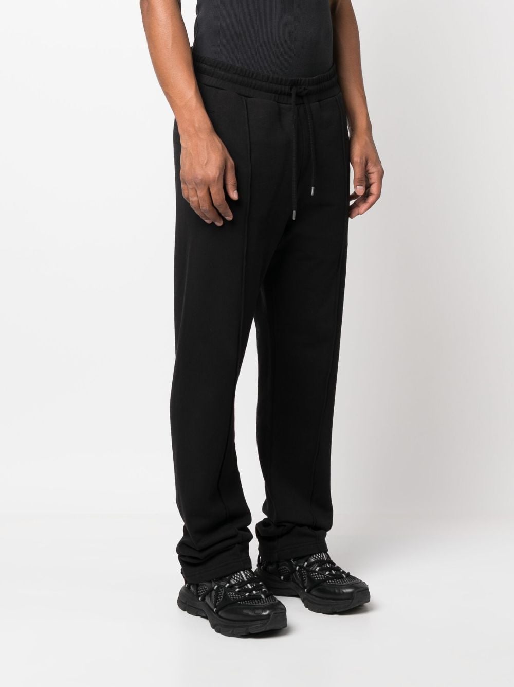 Shop 424 Drawstring-waist Cotton Track Pants In Black
