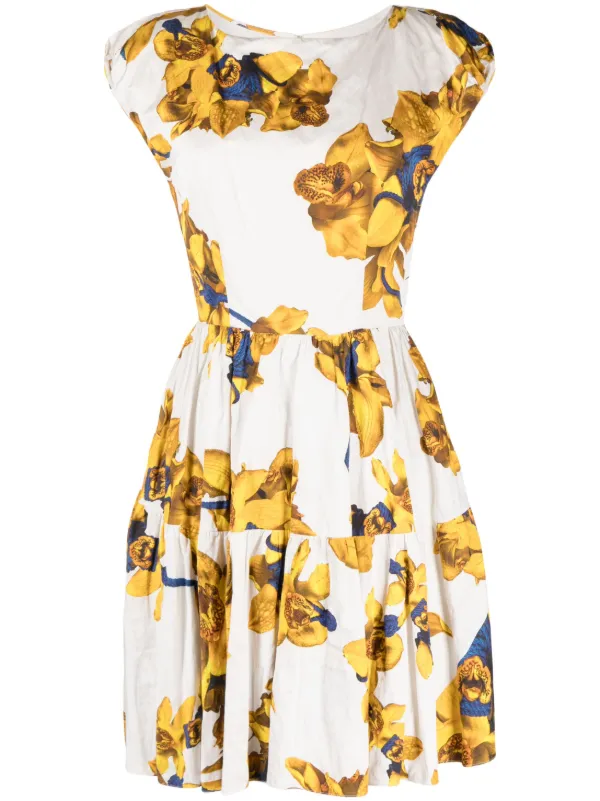 Jason Wu Collection floral print boat neck Dress White FARFETCH NZ