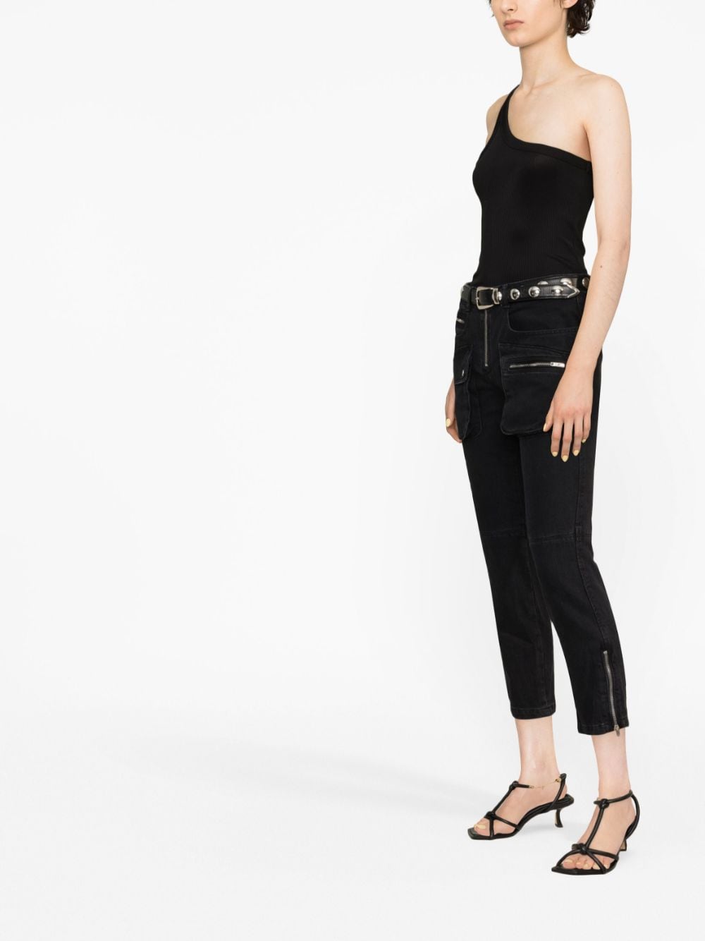 Shop Isabel Marant Cenime Multi-pocket Straight-leg Jeans In Black