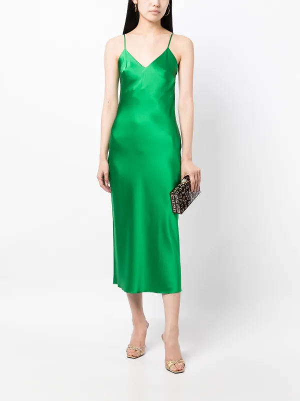 Emerald green satin slip dress best sale