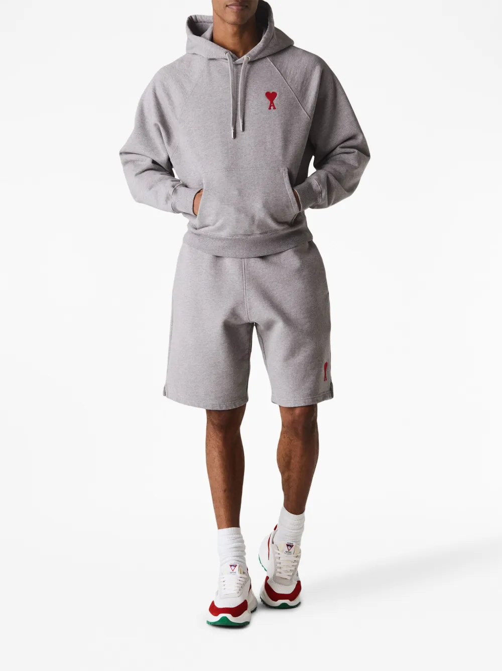AMI Paris Hoodie met borduurwerk - Grijs