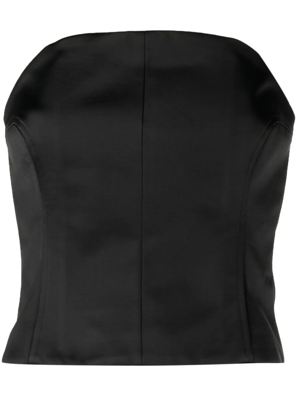 Khaite Jay Strapless Duchesse Cotton-blend Satin Bustier Top In Black