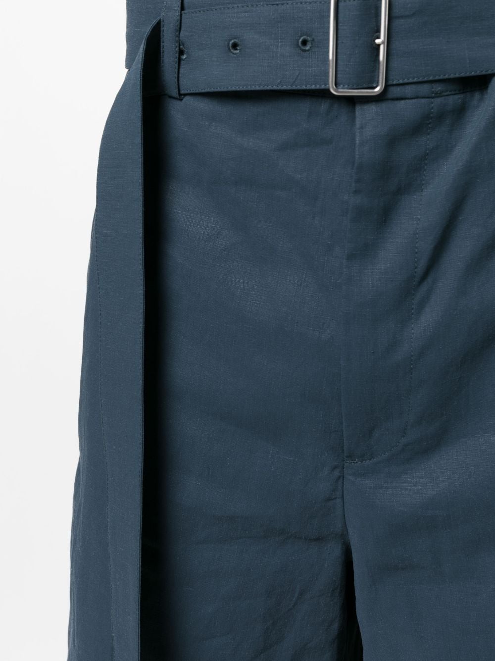 Shop Jil Sander Flared Linen Bermuda Shorts In Blue