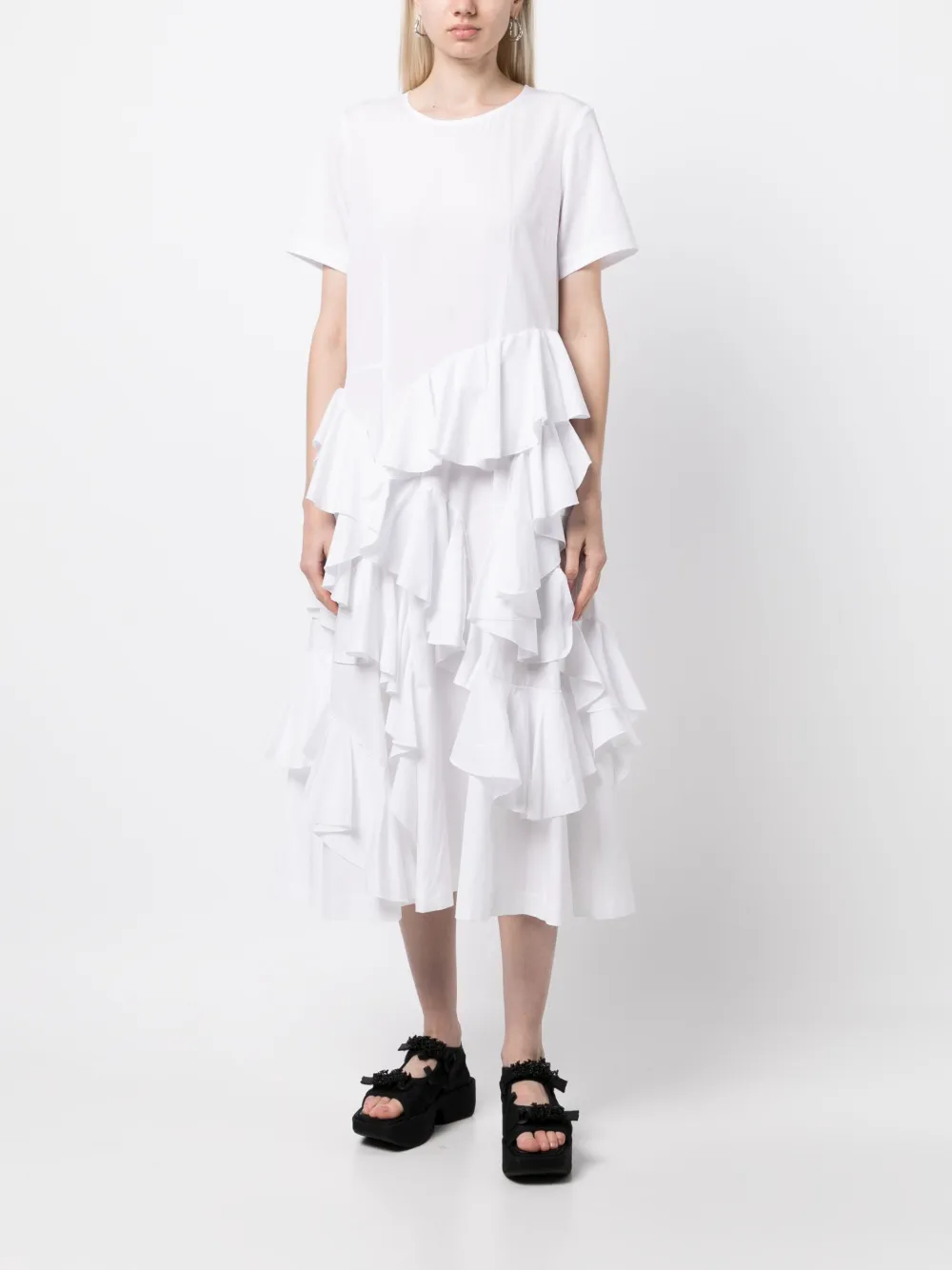 Comme Des Garçons Comme Des Garçons Gelaagde midi-jurk - Wit