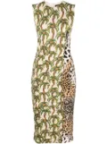 Roberto Cavalli mix-print ruched dress - Neutrals