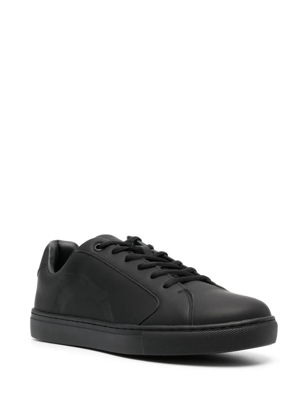 Trussardi debossed-logo leather sneakers - Zwart