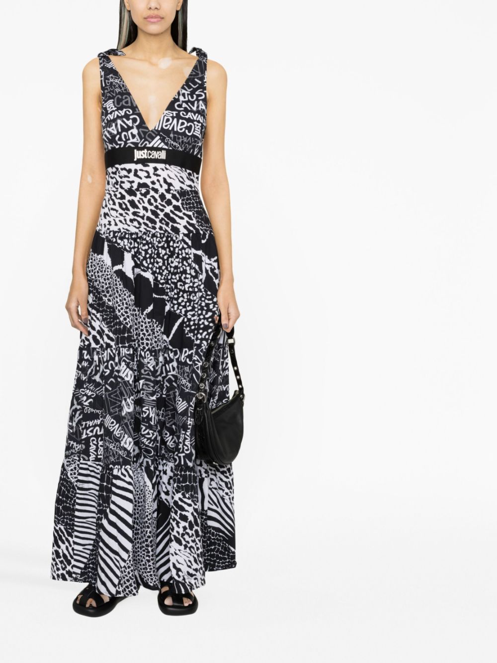 Just Cavalli Maxi-jurk met patchwork - Zwart