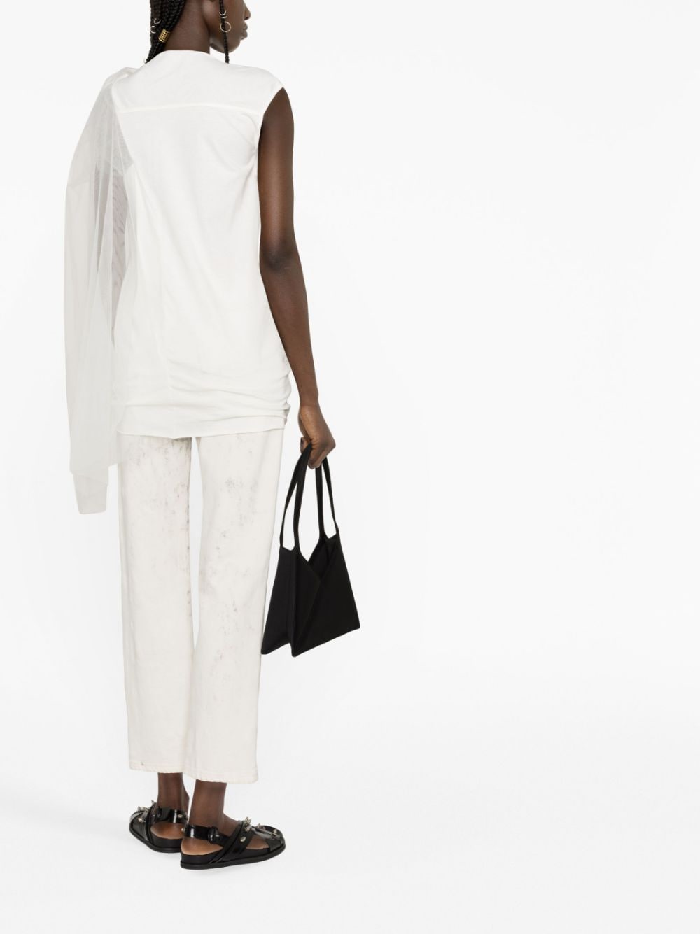 Shop Rick Owens Draped Scarf-detail Top In White