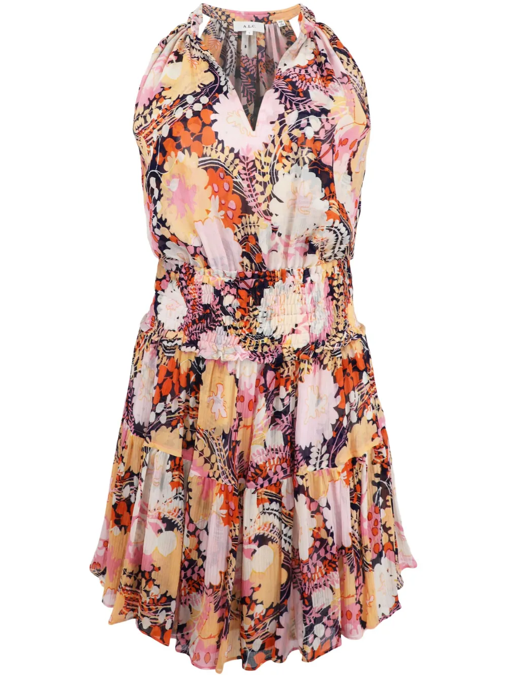 A.l.c Courtney Printed V-neck Mini Dress In Multicolour
