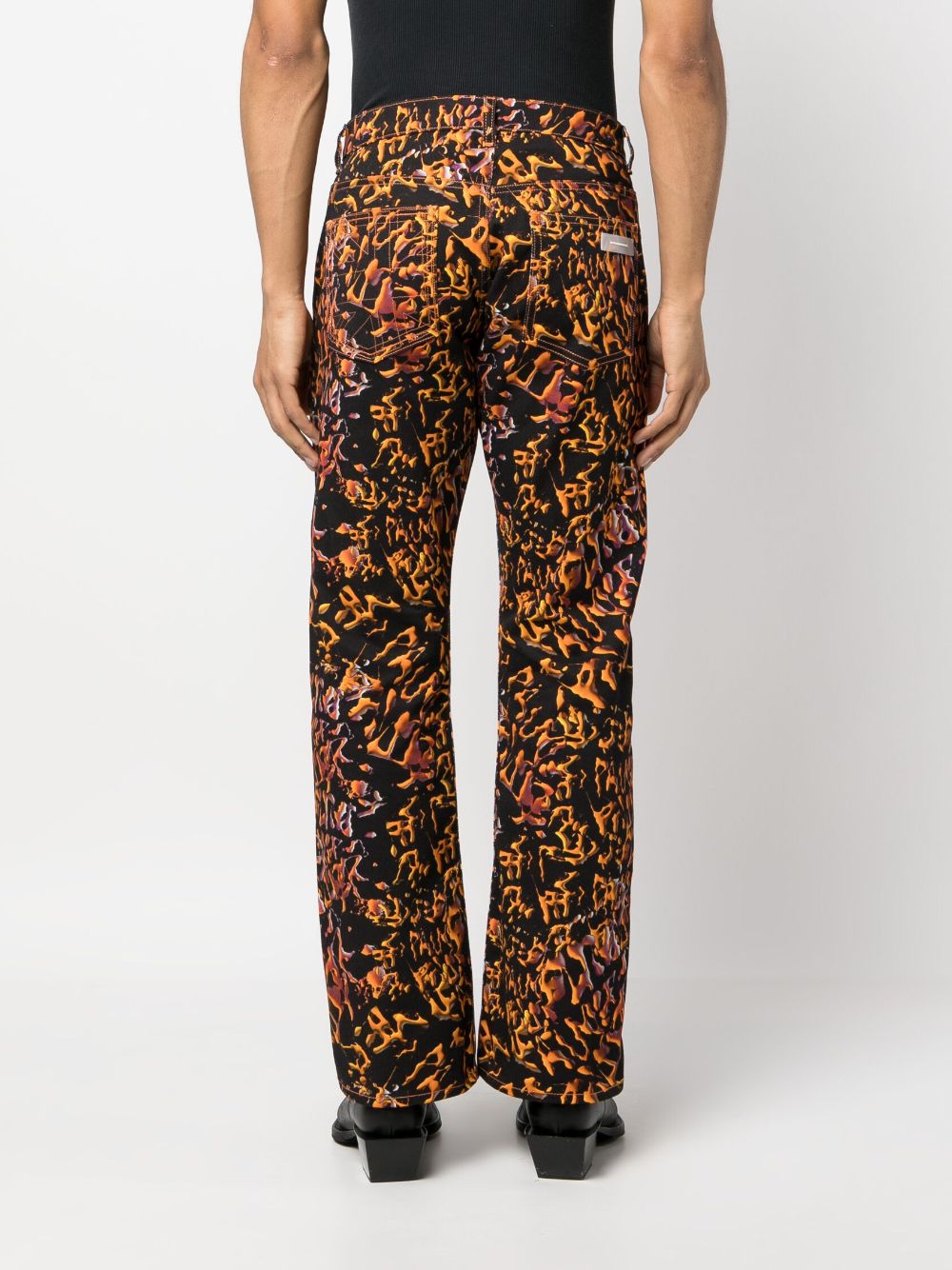 Shop Palmer Abstract-print Straight-leg Trousers In Schwarz