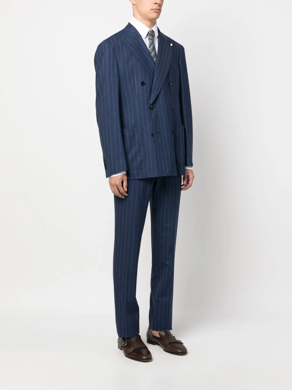 Luigi Bianchi Mantova Striped Double Breasted Suit Farfetch