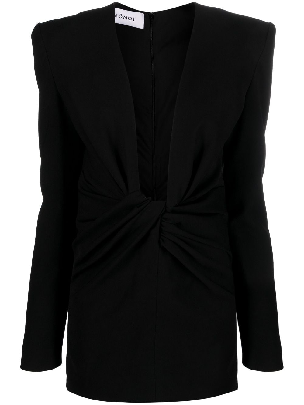 Shop Monot U-neck Twist-detail Mini Dress In Black