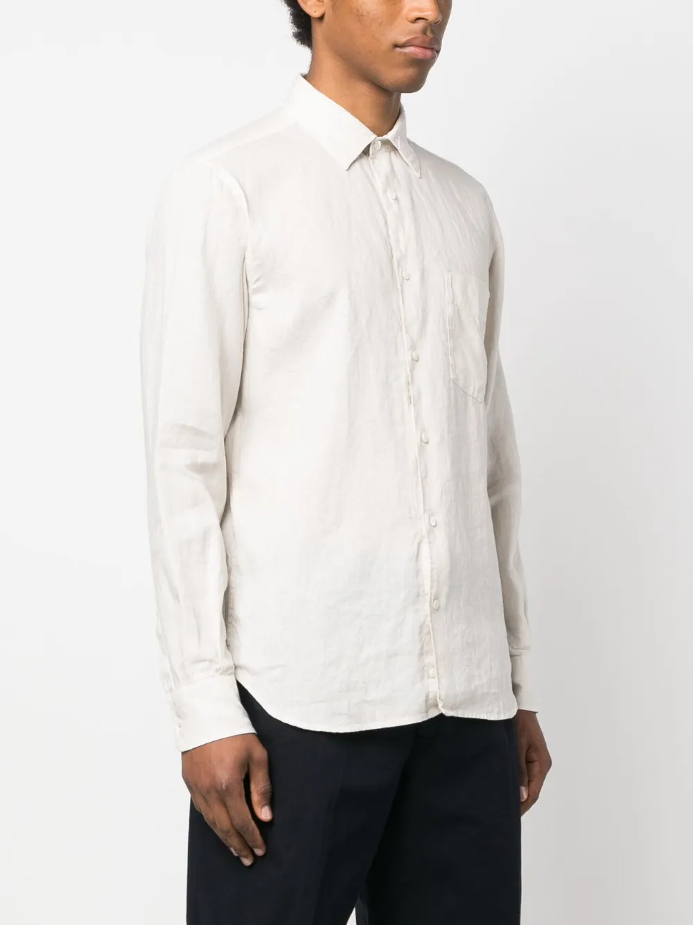 Shop Aspesi Long-sleeve Linen Shirt In Neutrals