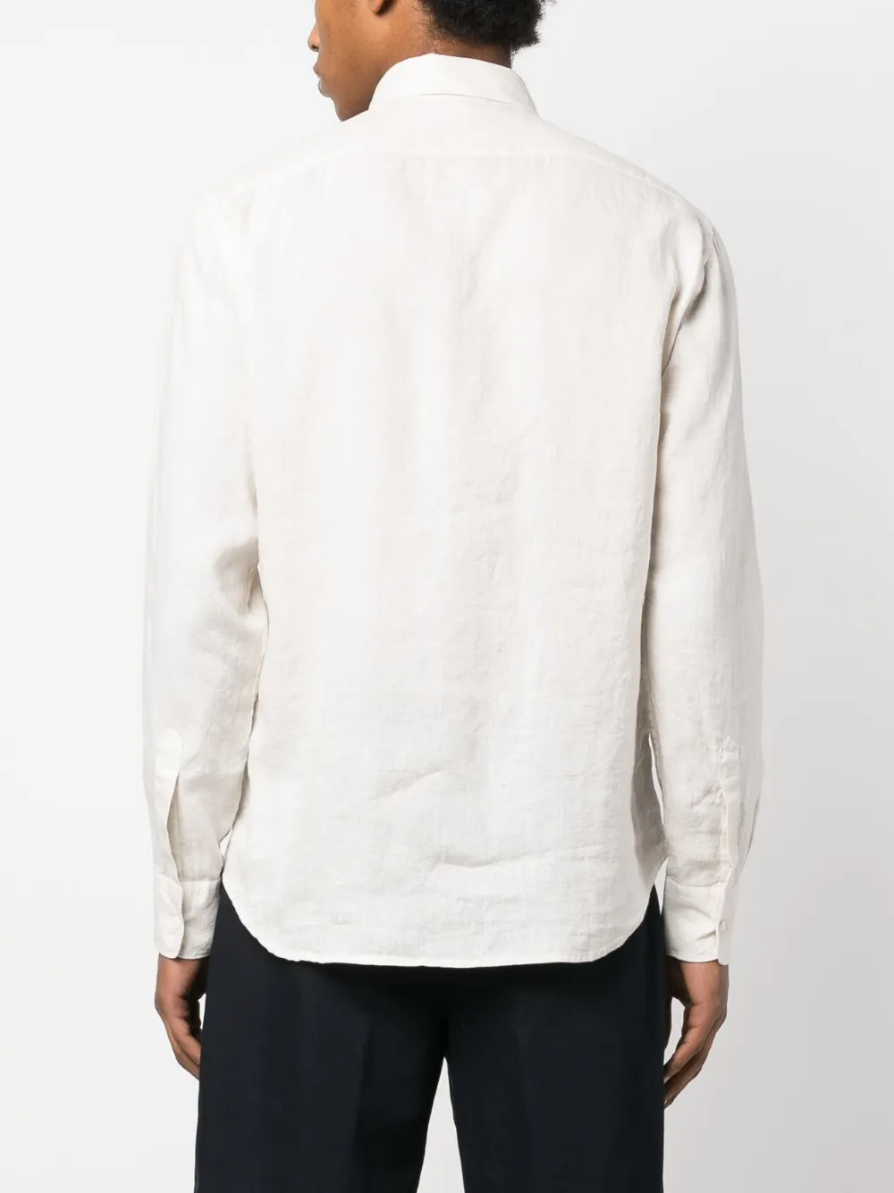 Shop Aspesi Long-sleeve Linen Shirt In Neutrals