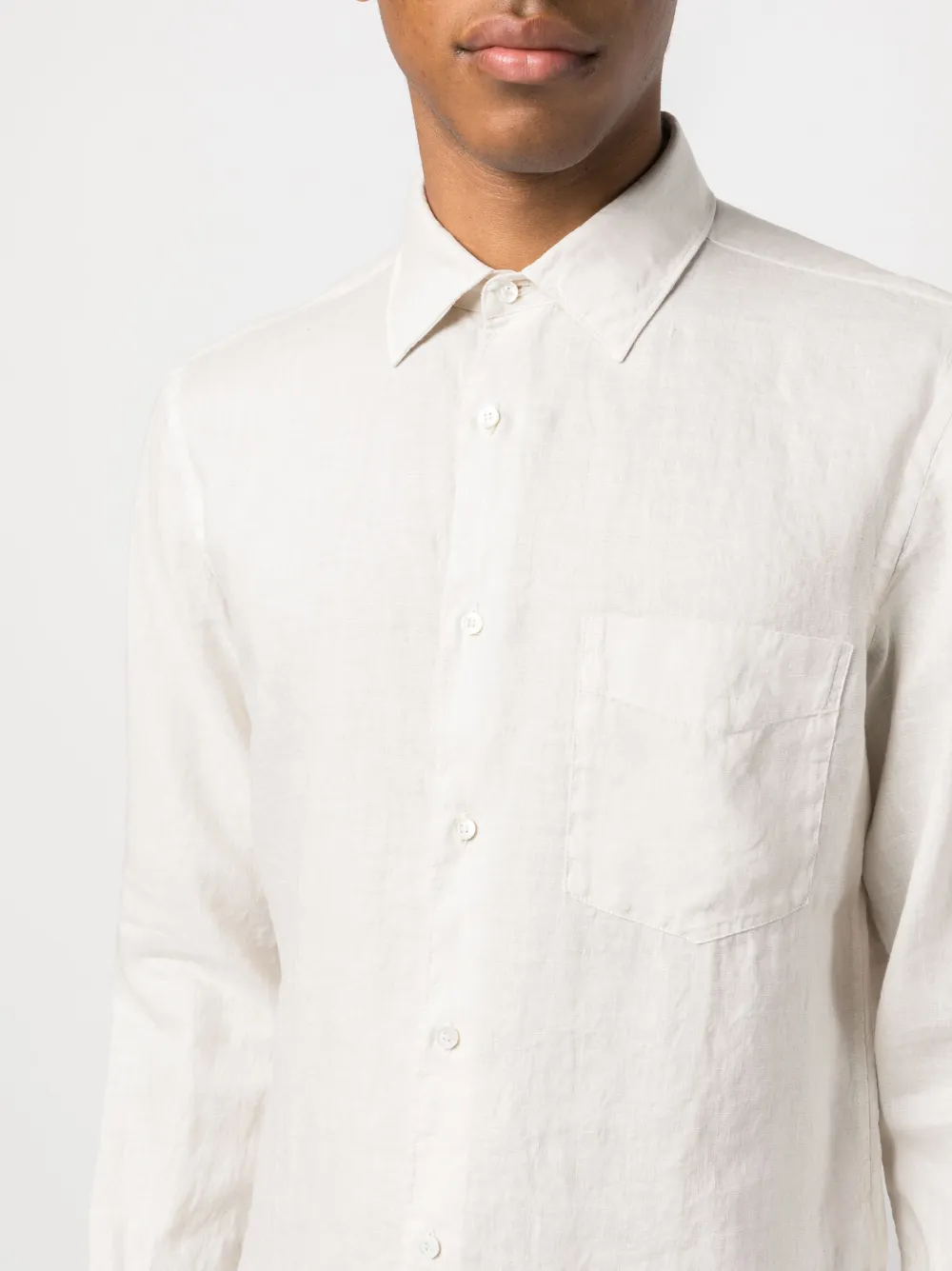 Shop Aspesi Long-sleeve Linen Shirt In Neutrals
