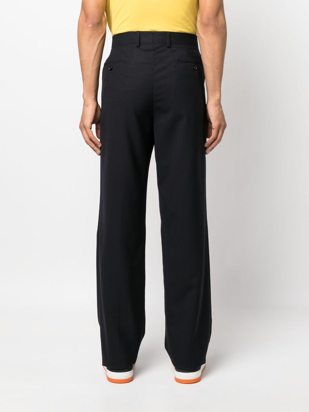 Shop Lardini High-waisted Wool Trousers In Blue