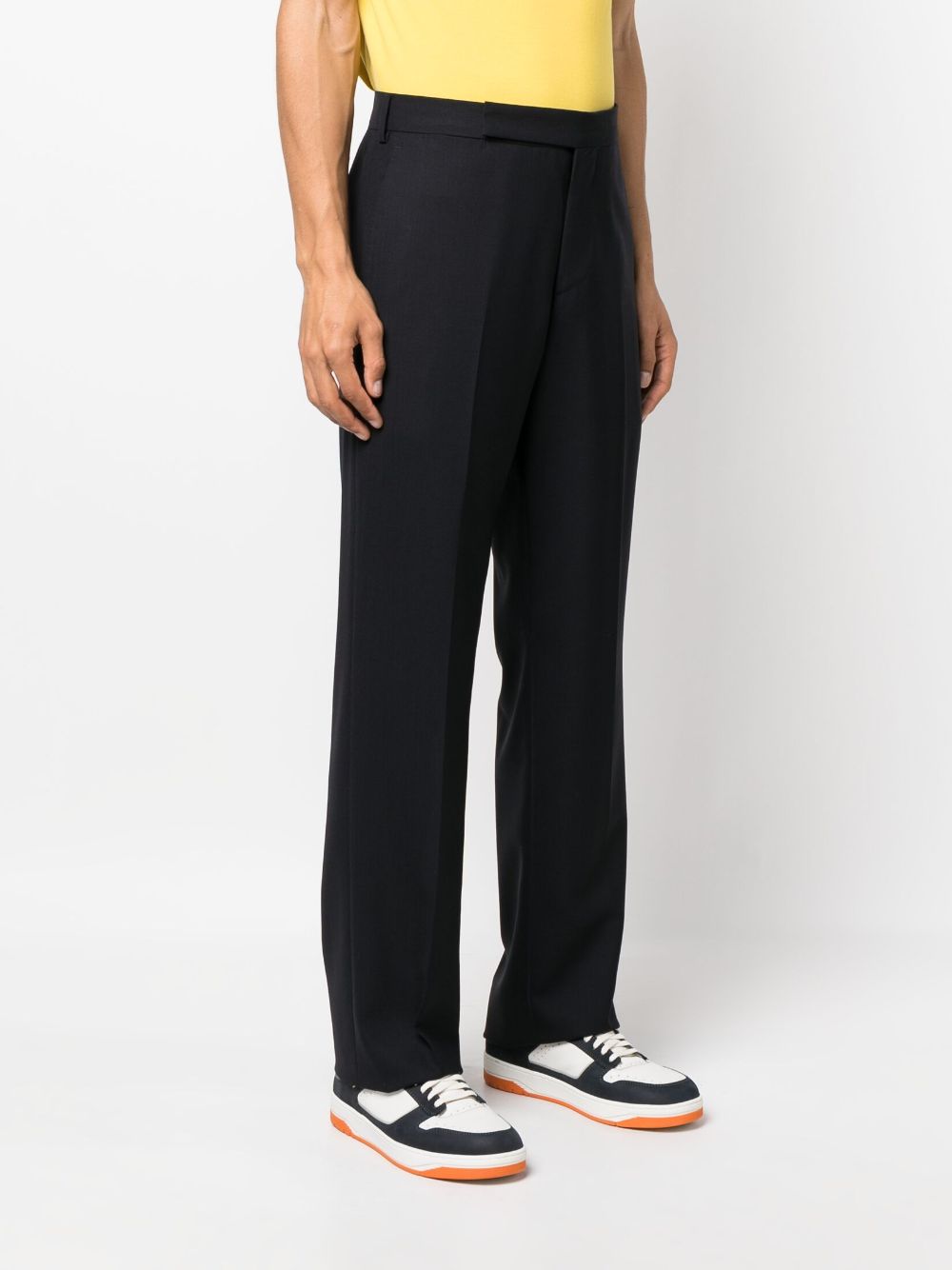 Shop Lardini High-waisted Wool Trousers In Blue