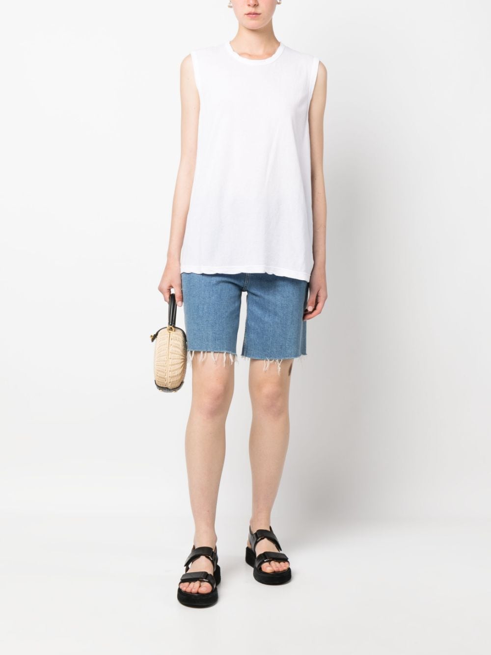 Shop James Perse Round-neck Cotton Tank Top In Weiss