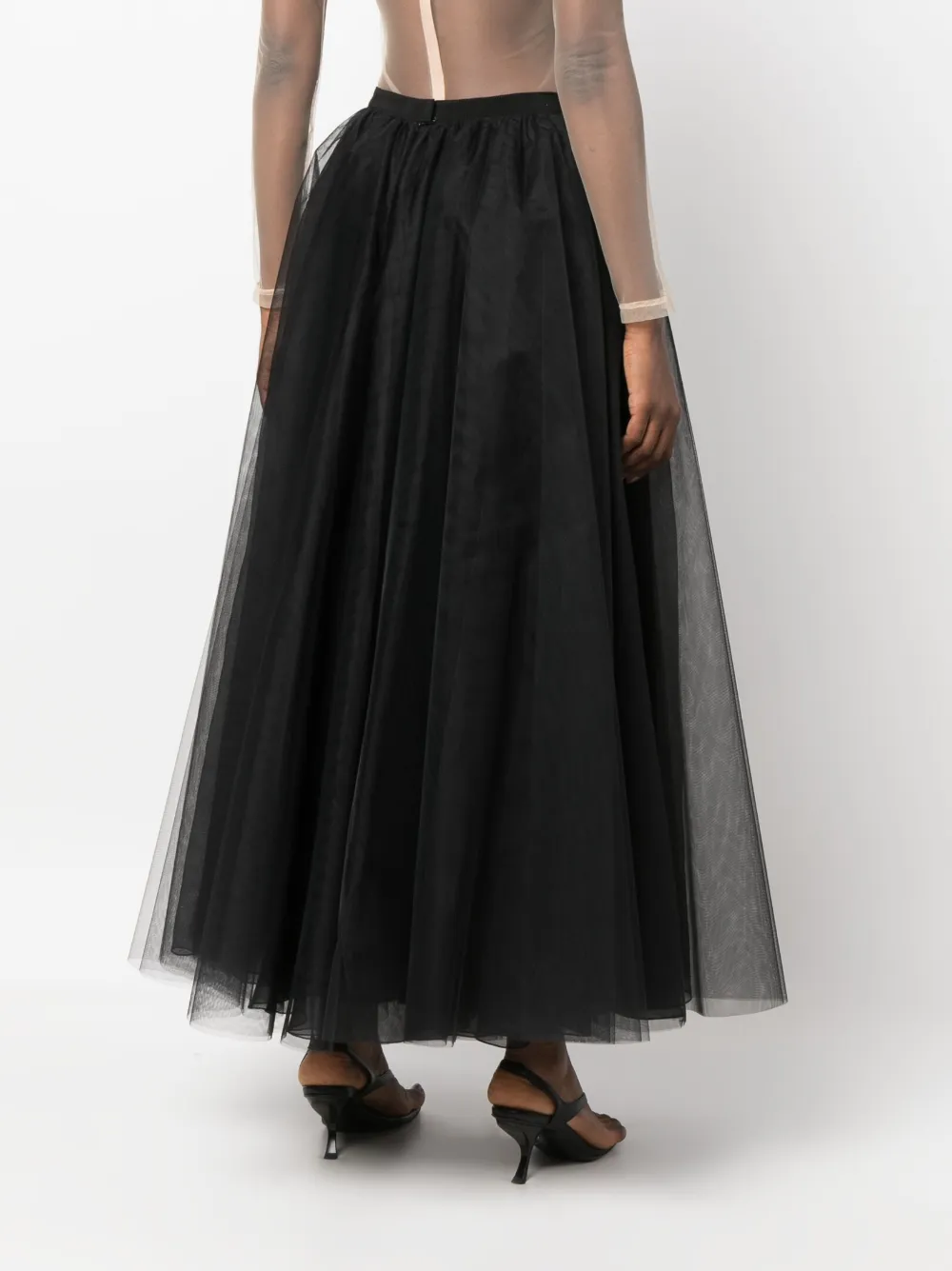 Shop Giambattista Valli Tulle Maxi Skirt In Schwarz