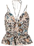 Ulla Johnson Essie floral-print halterneck peplum top - Neutrals