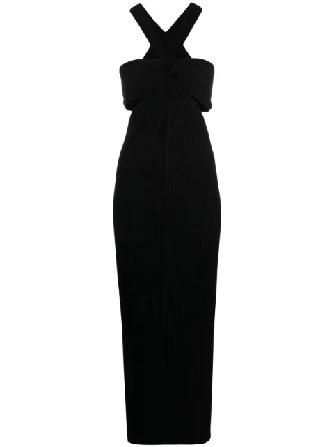 Ba&Sh 개더 골지 니트 맥시 드레스
