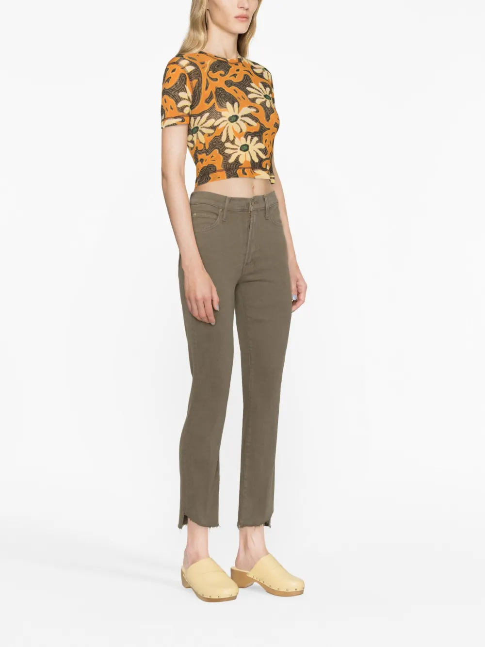 Mother The Rascal Cropped Jeans In Green
