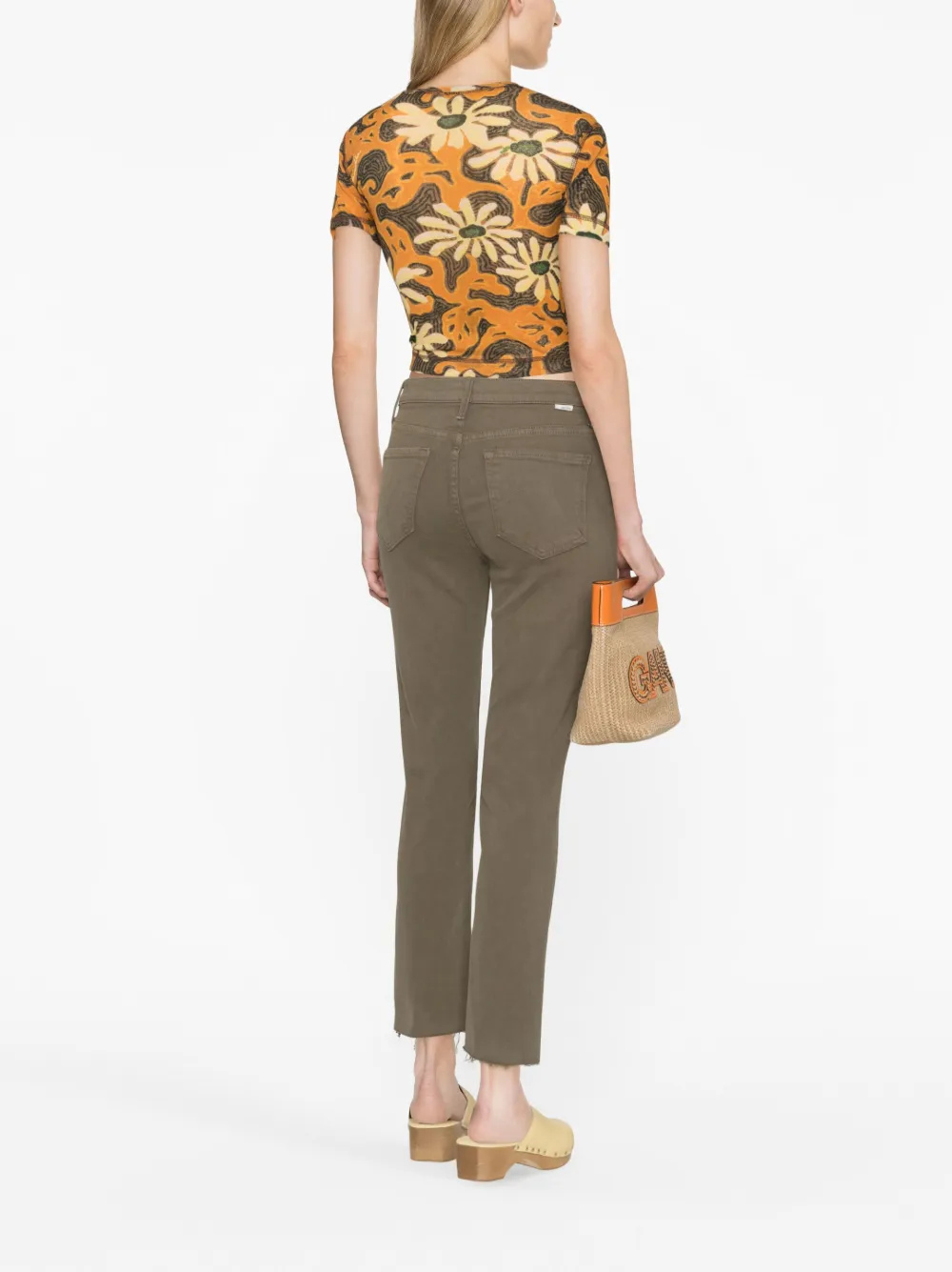 Mother The Rascal Cropped Jeans In Green