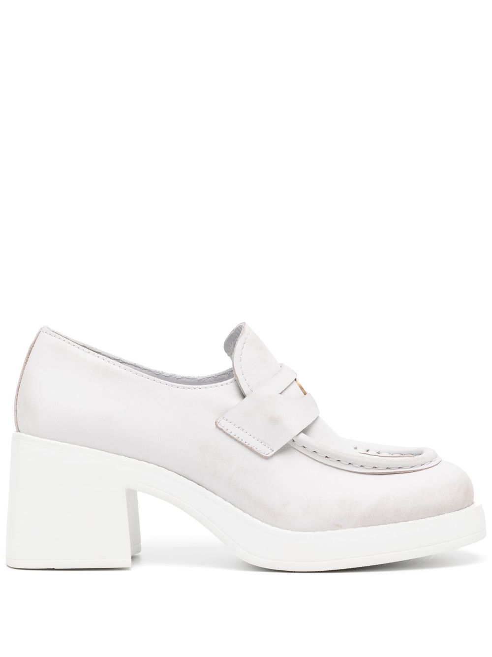 Miu Miu 70mm Leather Penny Loafers In White