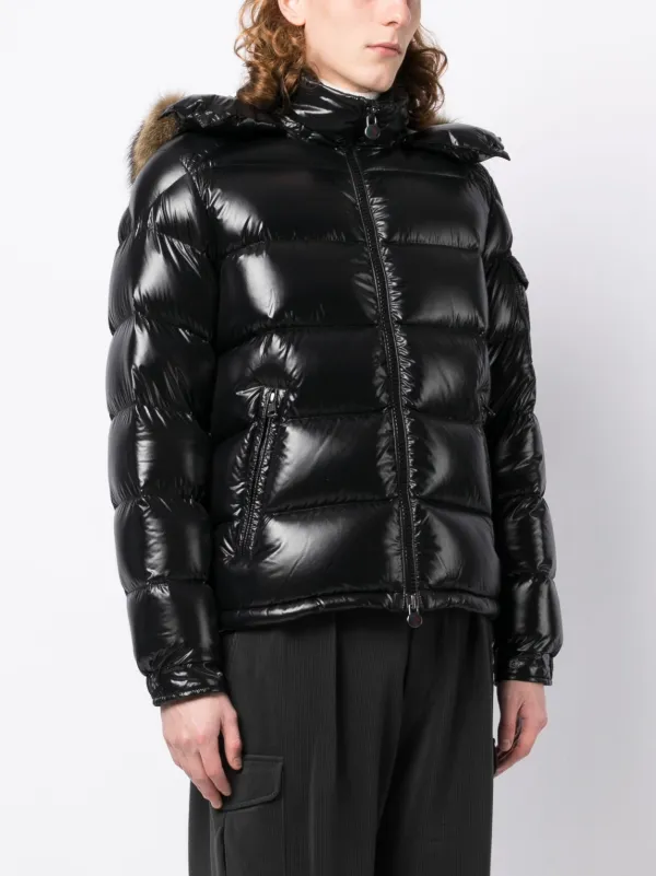 Moncler black jacket 2024 with fur hood