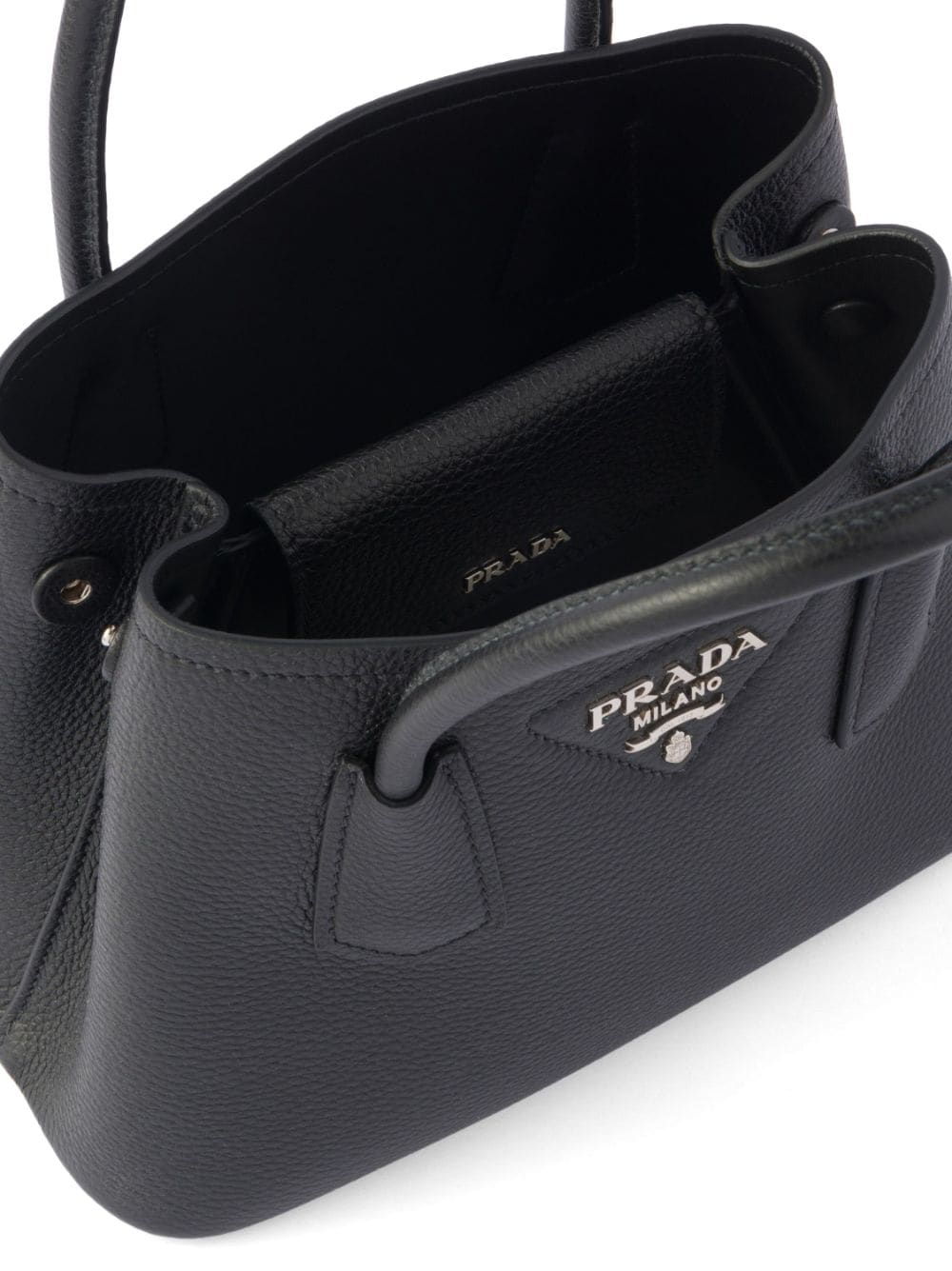 Prada Women's Mini Saffiano Leather Double-zip Satchel - Black in Blue