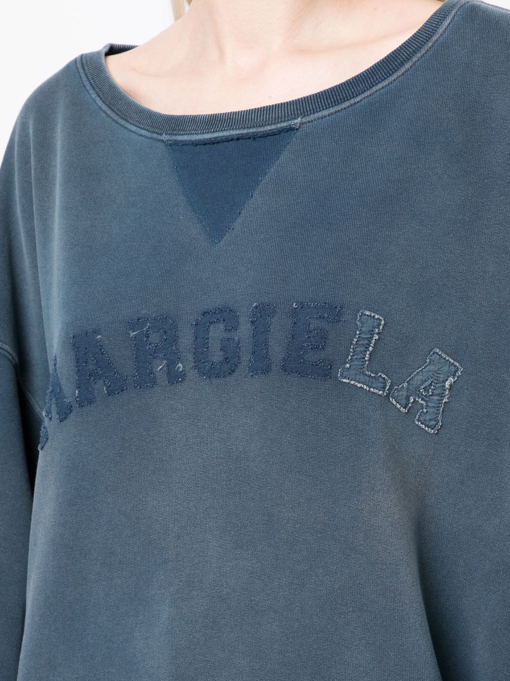 Shop Maison Margiela Logo-print Faded Sweatshirt In Blue