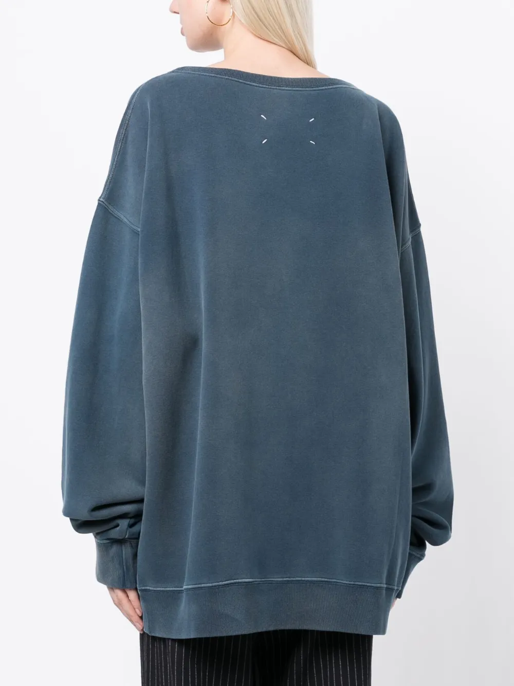 Shop Maison Margiela Logo-print Faded Sweatshirt In Blue